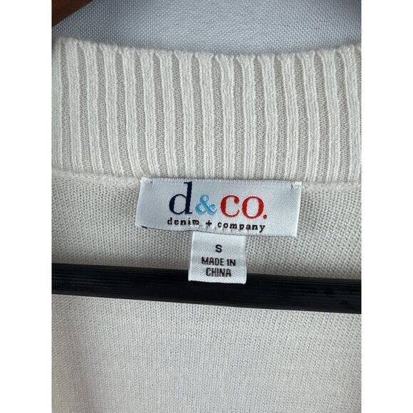 Denim & Company Womens Small Ivory Open Front Cardigan Sweater - Picture 3 of 5